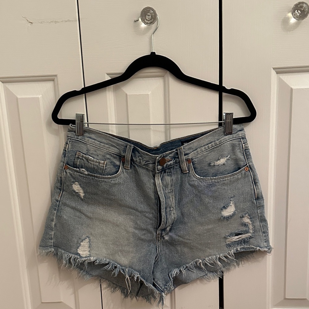 Blank NYC Light Blue Distressed Jean Shorts